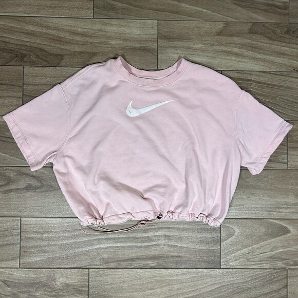 Nike Pullover Sweatshirt Athleisure Swoosh Gym Yoga Cropped Pink Women's XL - Picture 1 of 5